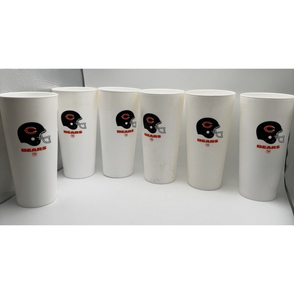 Chicago Bears NASCO Souvenir Plastic Cup Set Of 6 Cups Made USA Vtg 80s NFL